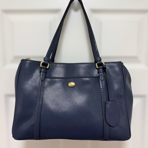 Coach Handbags - Coach Peyton Leather Jordan Double Zip Carryall | Navy Saffiano | 2014 ✨👜